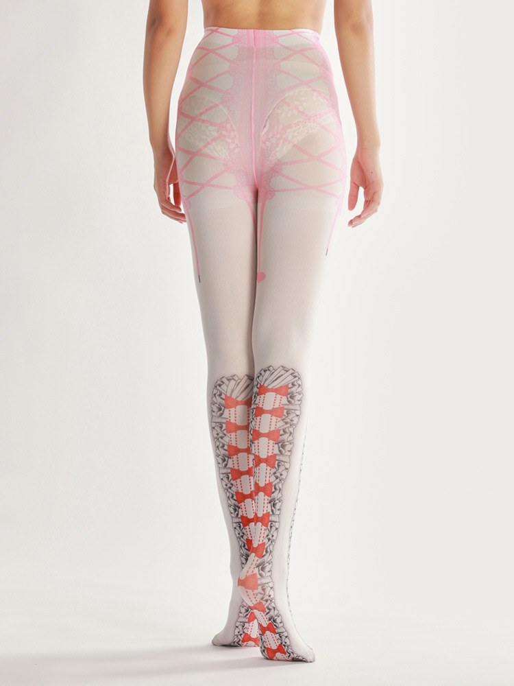 Bow Tie Pantyhose: Novelty 2D Printed Tights - Image 6