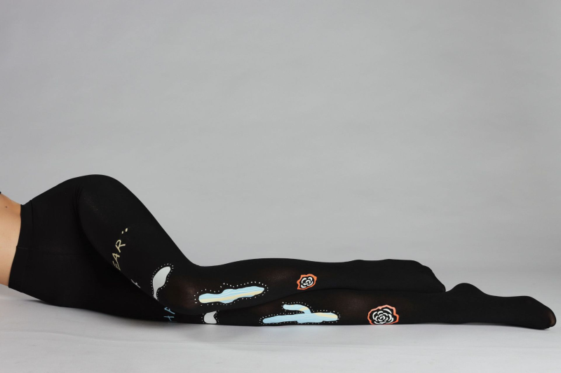 Fun pattern print tights Autumn black tights - Image 9