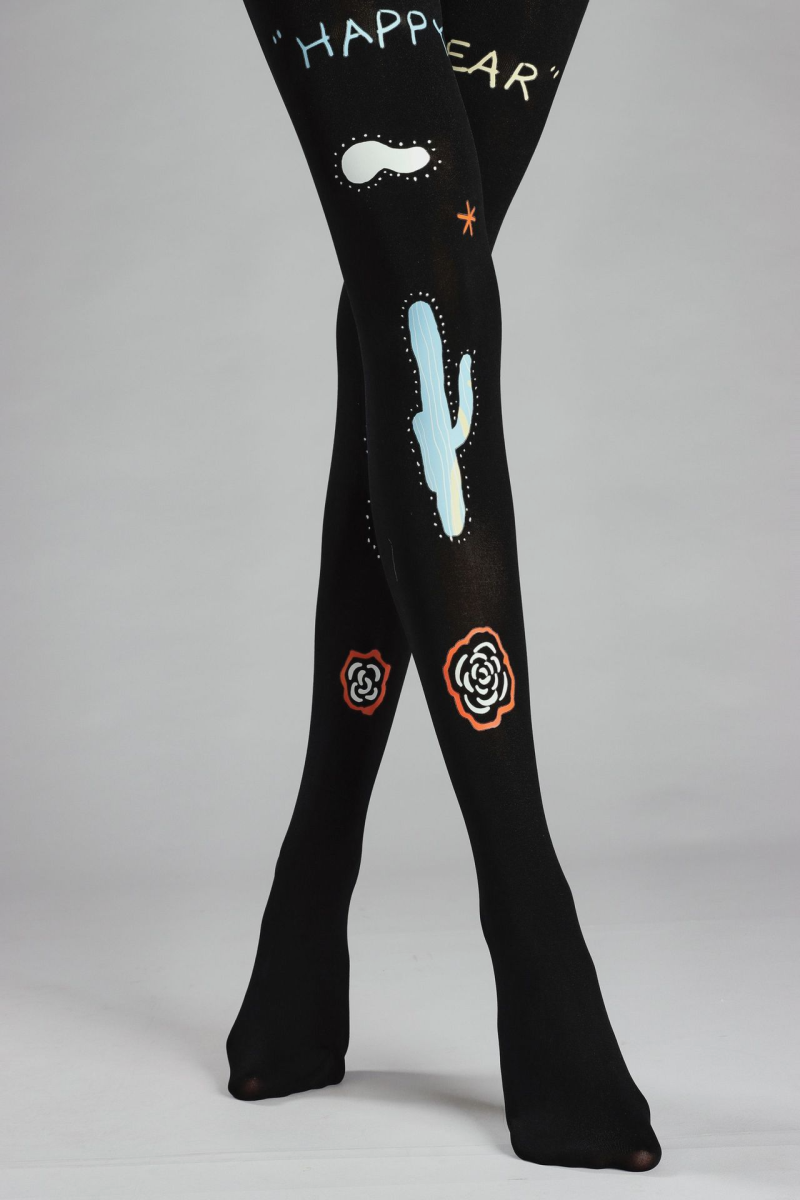 Fun pattern print tights Autumn black tights - Image 10