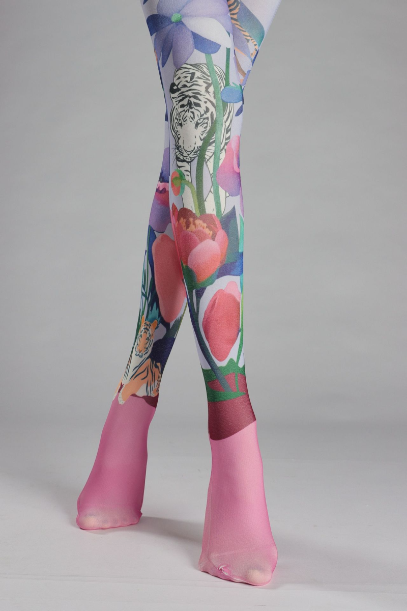 Tiger element print tights