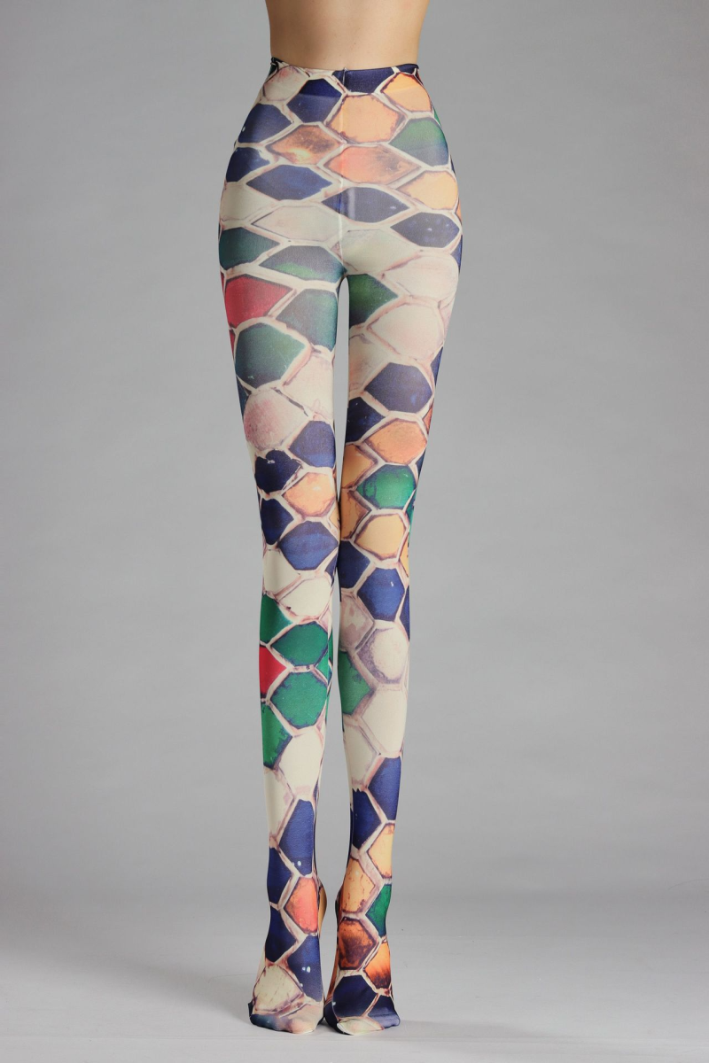 Colorful art print tights