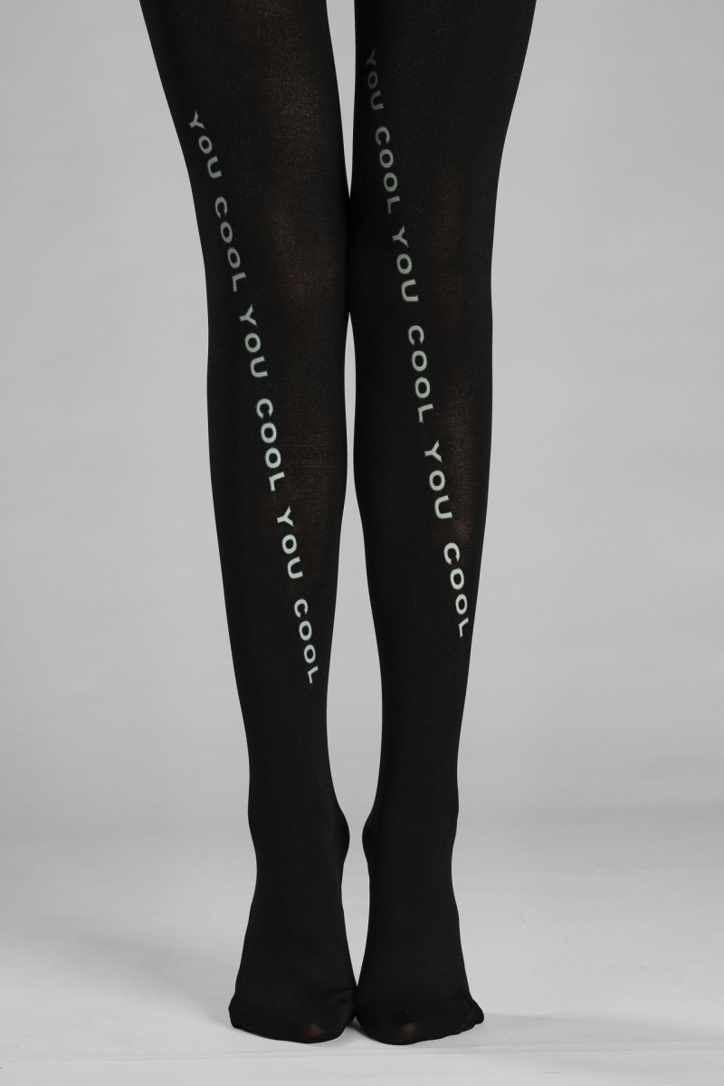 Letter print tights Black socks Autumn non-transparent - Image 10