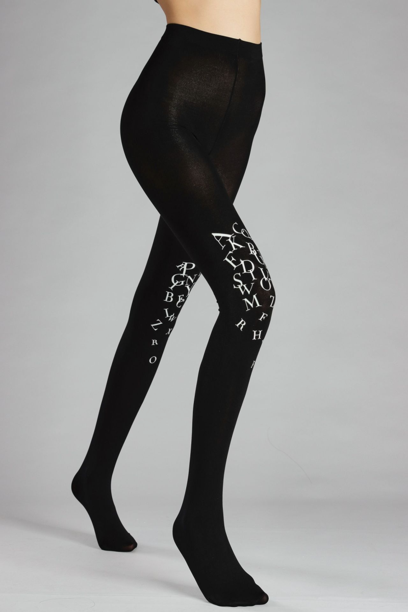 Letter flying print tights