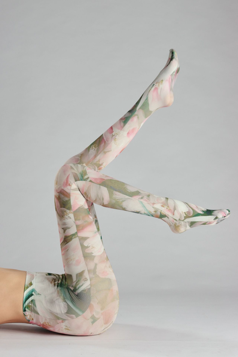 Flower print tights