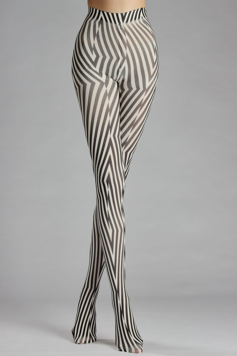 Geometric plaid print tights - Image 4