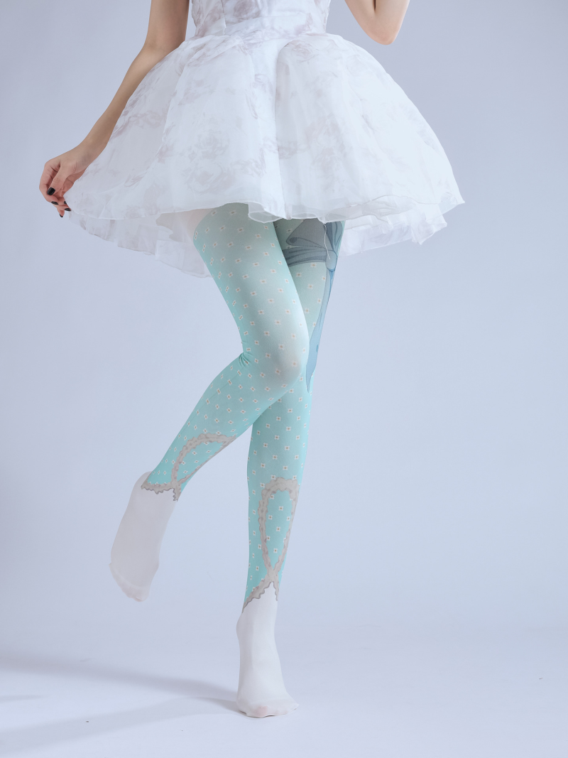 Lolita polka dot Japanese print bow thigh pantyhose COS foot-length bottoming socks blue sweetheart socks - Image 8