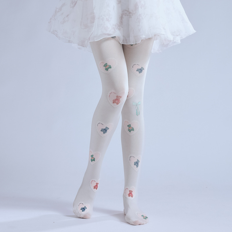 Cute Bear Lolita Pantyhose - Spring Cosplay Bottoming Socks