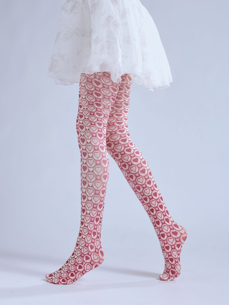 Cartoon heart print sweet pantyhose girls bottoming socks slim pantyhose - Image 5