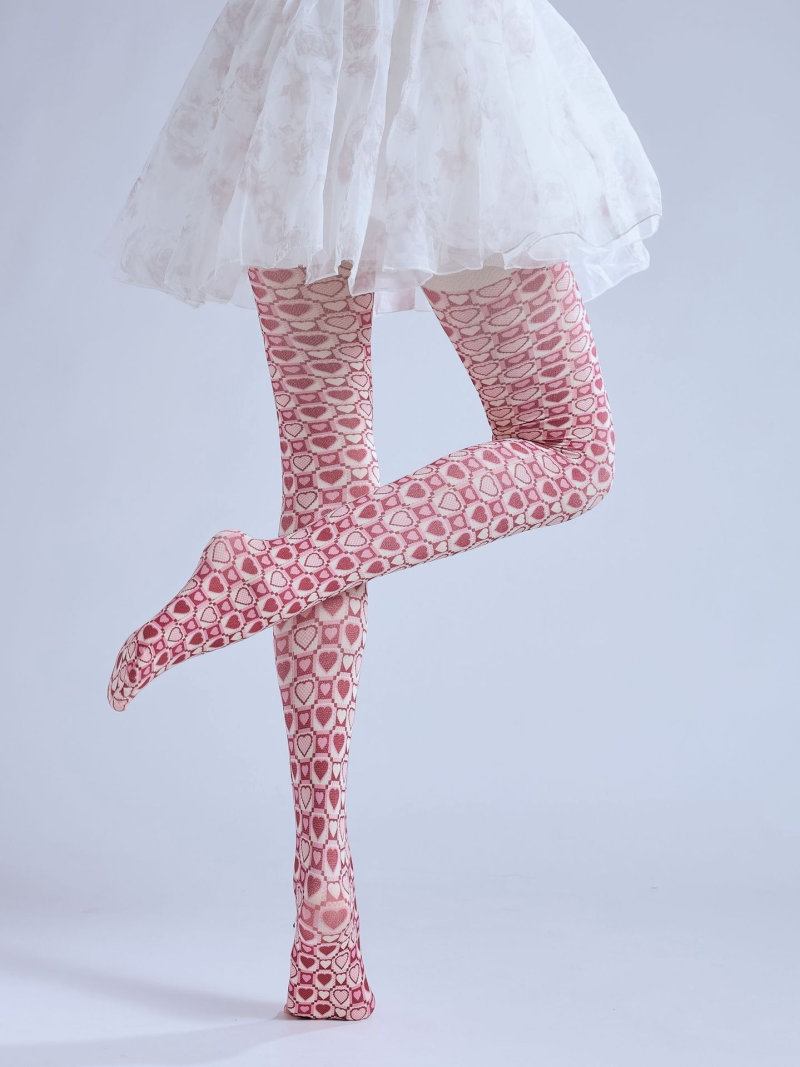 Cartoon heart print sweet pantyhose girls bottoming socks slim pantyhose - Image 6