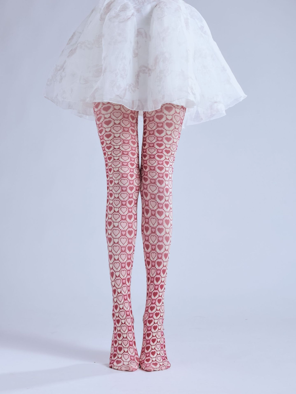 Cartoon heart print sweet pantyhose girls bottoming socks slim pantyhose