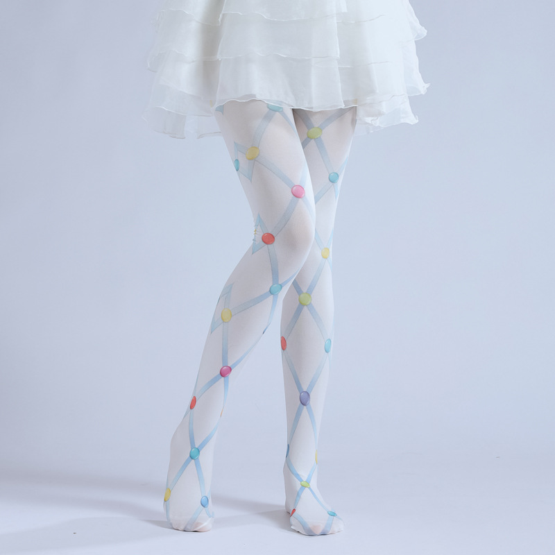 Lolita Socks: Sweet Beaded Diamond Stockings - Kawaii Fashion
