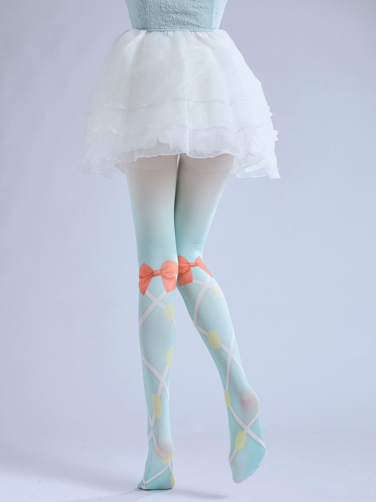 Bow Print Pantyhose: Diamond Lolita Slim Bottoming Socks - Cute Loli Style - Image 4