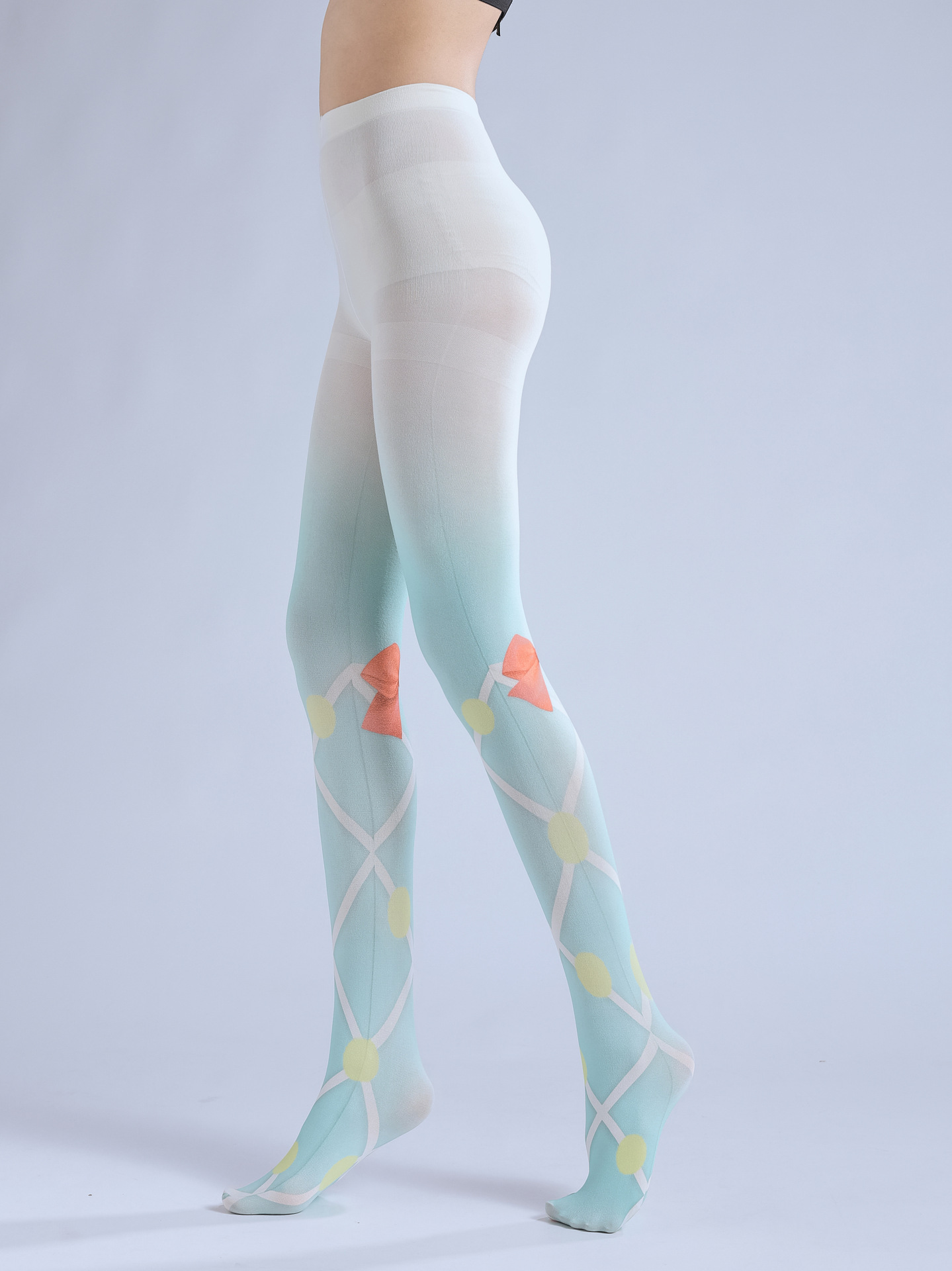 Bow Print Pantyhose: Diamond Lolita Slim Bottoming Socks - Cute Loli Style - Image 7