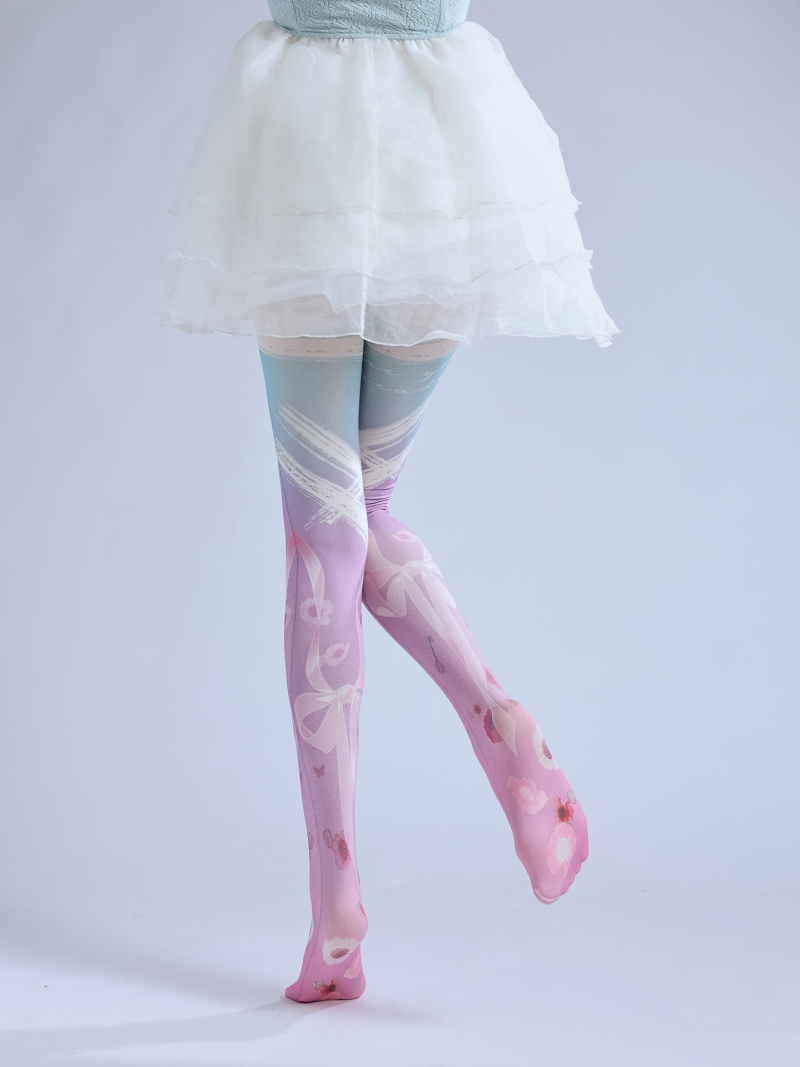 European and American style color gradient print pantyhose Lolita easy to match slim COS bottoming socks Punk cool socks - Image 7