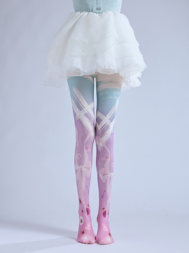 European and American style color gradient print pantyhose Lolita easy to match slim COS bottoming socks Punk cool socks - Image 9