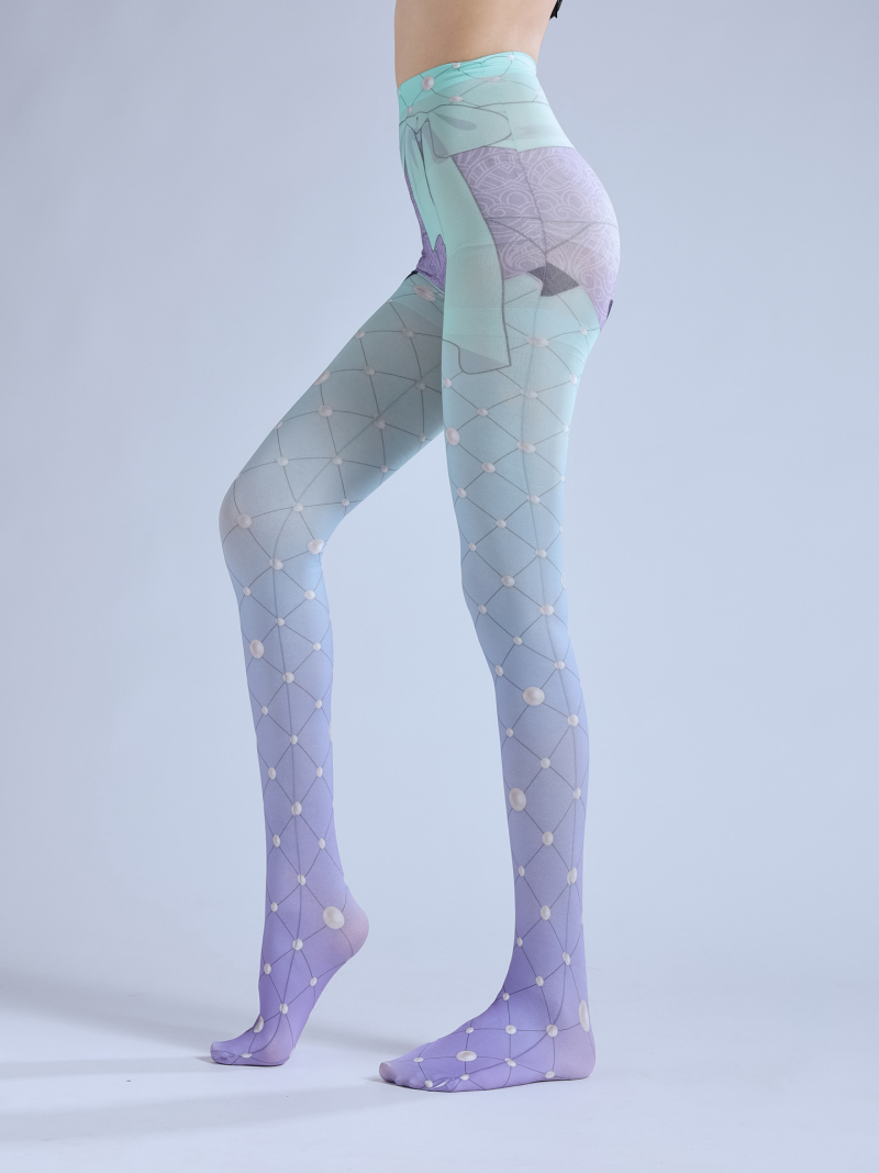 Purple gradient socks lolita stockings mesh pantyhose cute print slim lolita socks sweet girl - Image 9