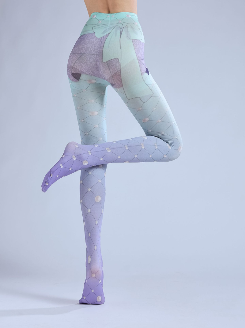 Purple gradient socks lolita stockings mesh pantyhose cute print slim lolita socks sweet girl - Image 10