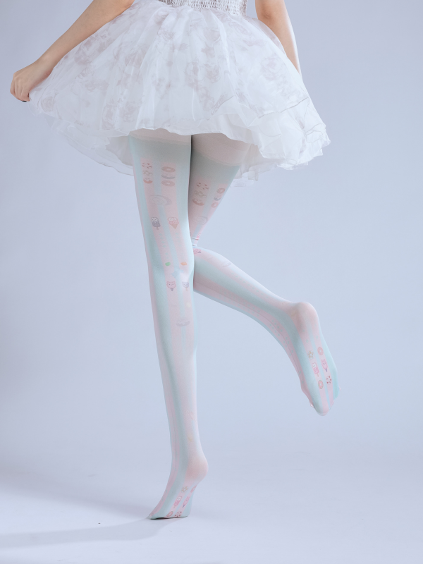 Ice cream pattern Japanese lolita print socks with JK skirt cute pantyhose COS base socks