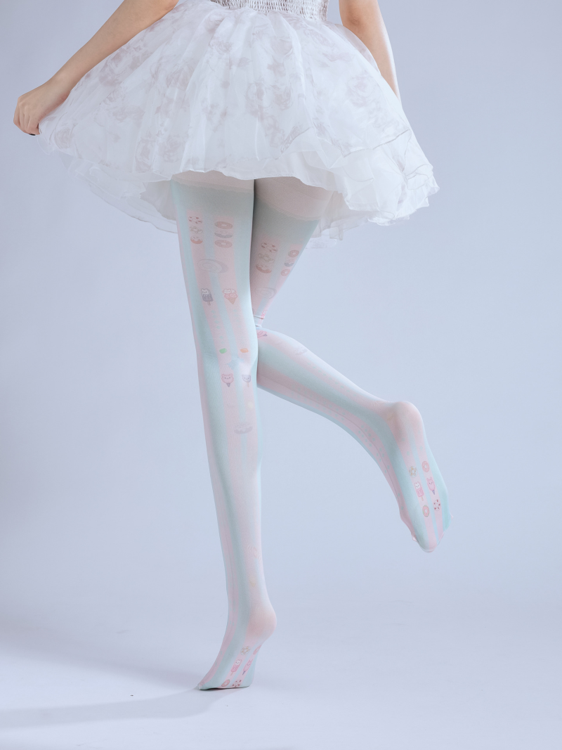 Ice cream pattern Japanese lolita print socks with JK skirt cute pantyhose COS base socks