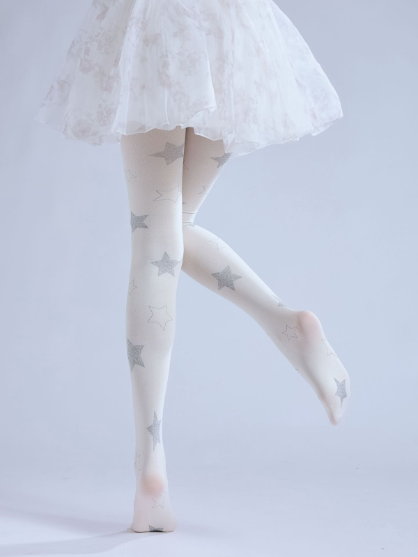 Punk style COS print pantyhose star pattern personality loli base socks girl handsome stockings