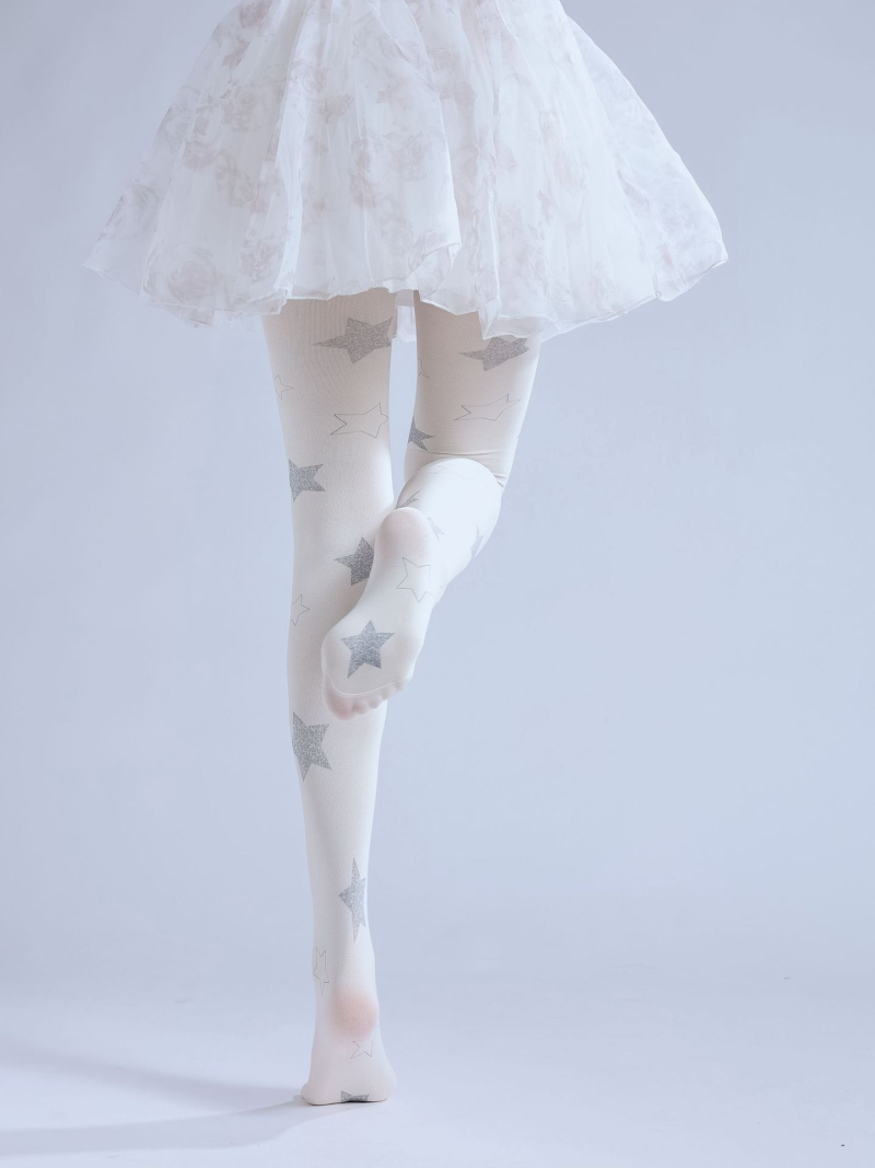 Punk style COS print pantyhose star pattern personality loli base socks girl handsome stockings - Image 6