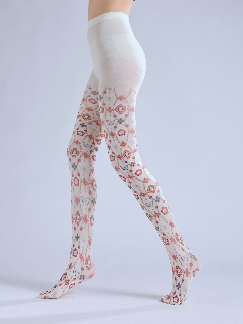 2D floral print pantyhose with COS pattern bottoming socks Lolita girl outer wear stockings - Image 9