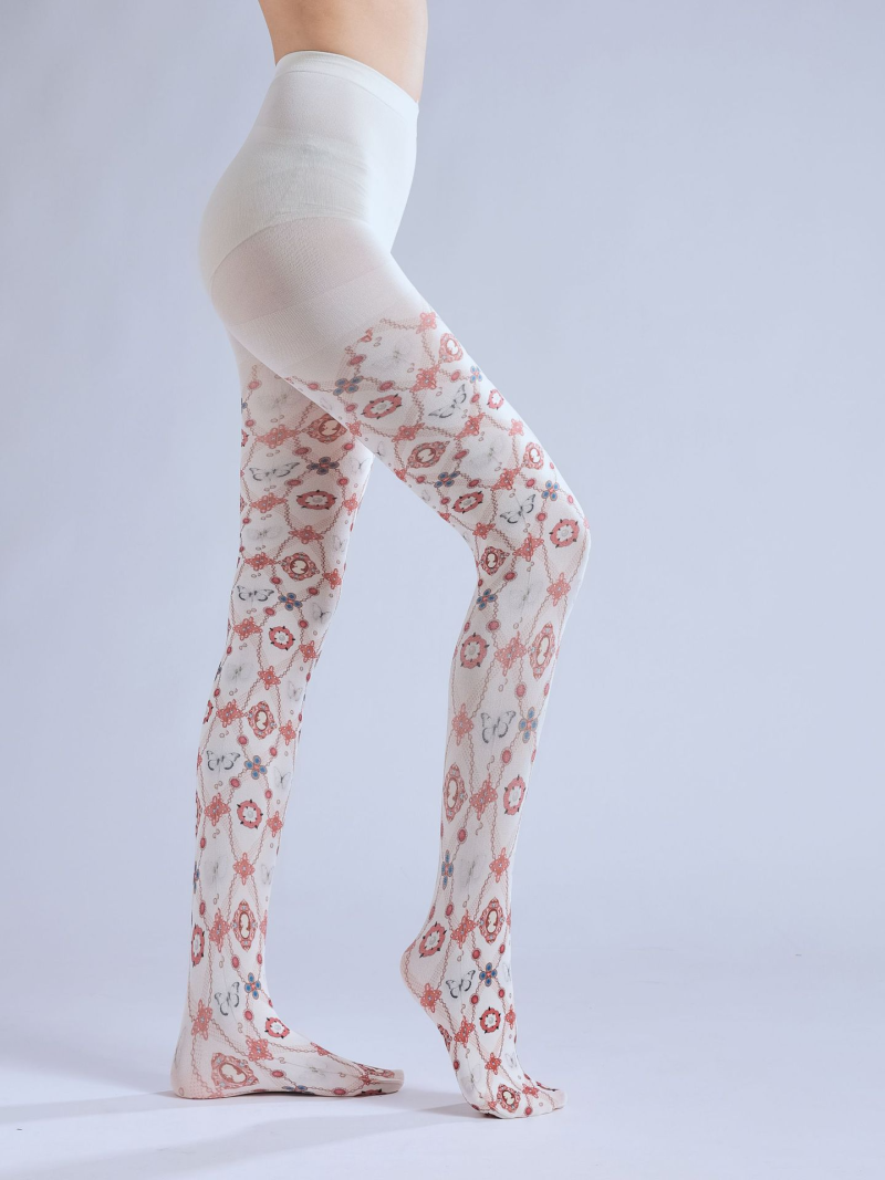 2D floral print pantyhose with COS pattern bottoming socks Lolita girl outer wear stockings - Image 11