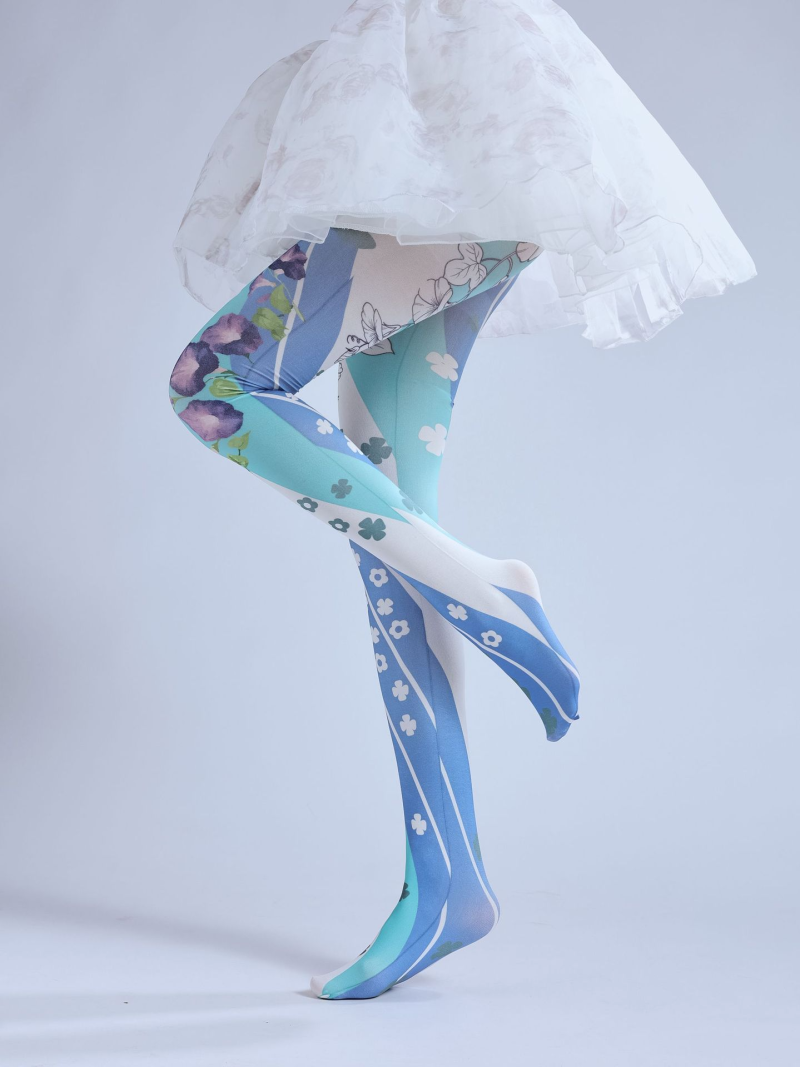 Lolita blue flower shop spiral print pantyhose Lolita cute lolita outer wear COS personality bottoming socks - Image 8