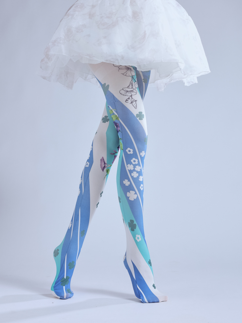 Lolita blue flower shop spiral print pantyhose Lolita cute lolita outer wear COS personality bottoming socks - Image 10
