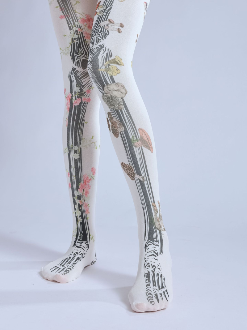 Dark joint bone print tattoo pantyhose Slimming flower skeleton Japanese Halloween disco socks - Image 4