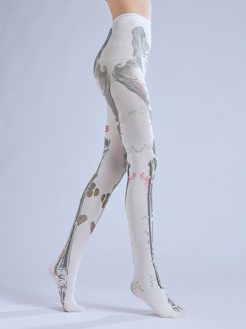 Dark joint bone print tattoo pantyhose Slimming flower skeleton Japanese Halloween disco socks - Image 8