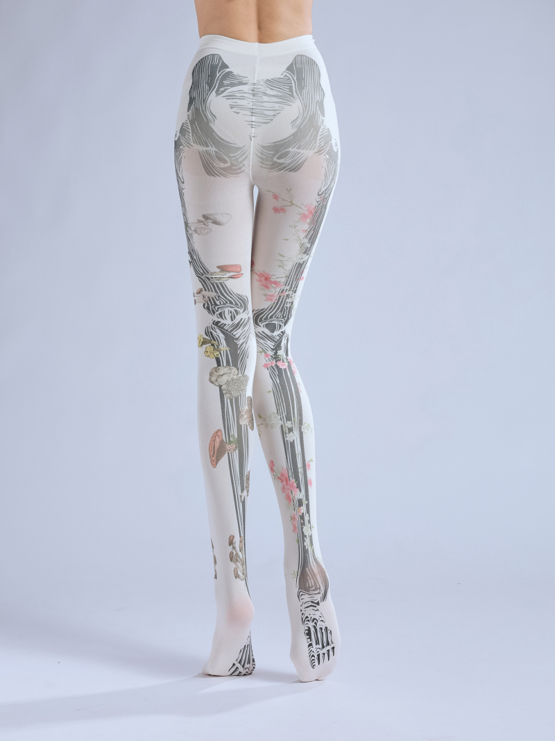 Dark joint bone print tattoo pantyhose Slimming flower skeleton Japanese Halloween disco socks - Image 9