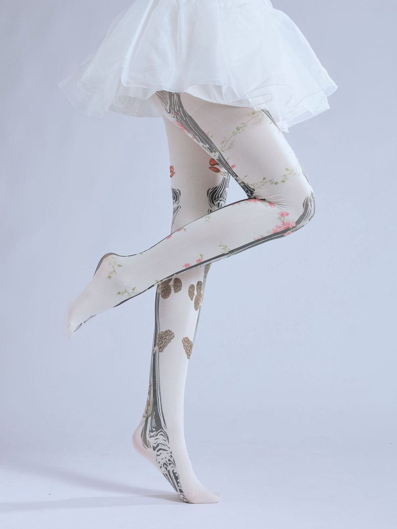 Dark joint bone print tattoo pantyhose Slimming flower skeleton Japanese Halloween disco socks - Image 12