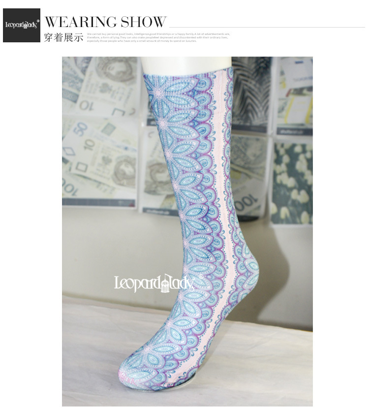 Ethnic Print Crew Socks: Colorful Mid-Calf Fashion Socks