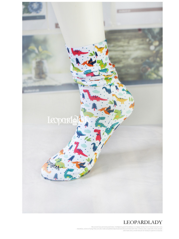 Cartoon small animal print middle tube socks