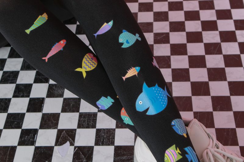 Small fish pattern tights Personalized fun black bottoming socks - Image 5