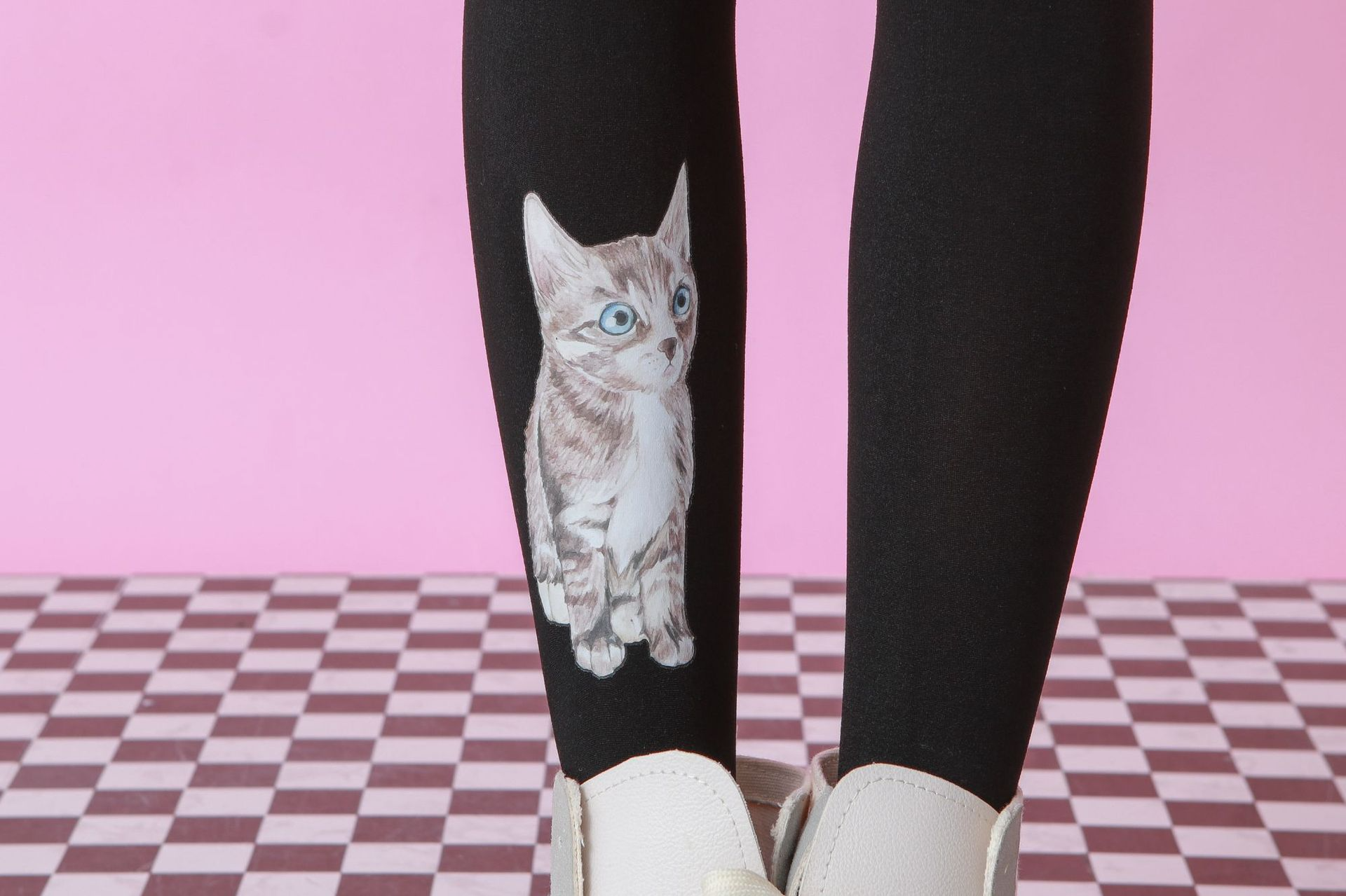 Cute Cat Tights - Black Kitten Patterned Stockings for Spring - Image 3