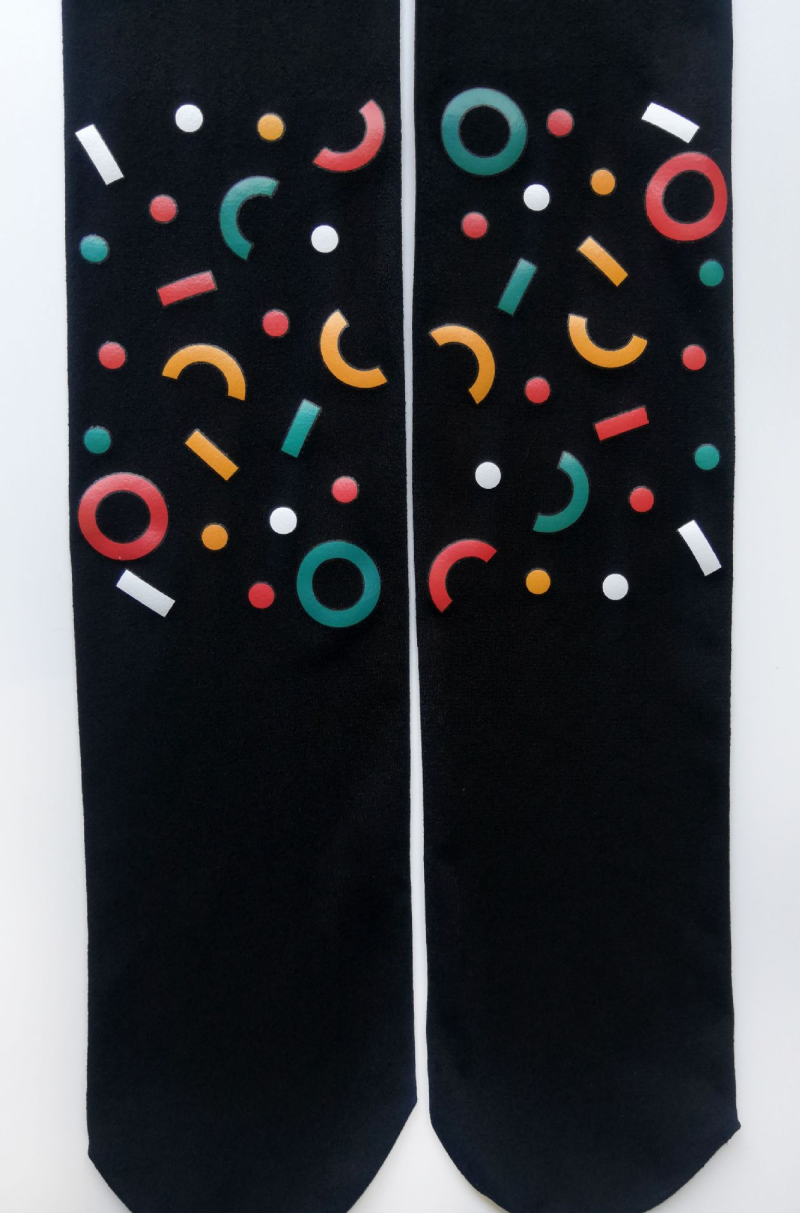 Geometric pattern tights Black personality tights - Image 6