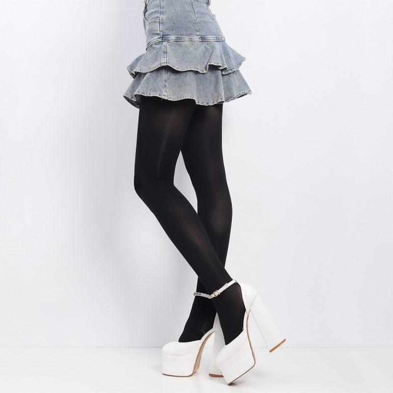 Fashion stockings flocked letter black stockings sexy beautiful legs female bottoming socks sexy no drop crotch romper long stockings - Image 3