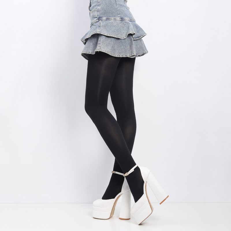 Star pure desire stockings autumn and winter fake transparent flesh leg leggings women flocked letter black romper stockings - Image 3