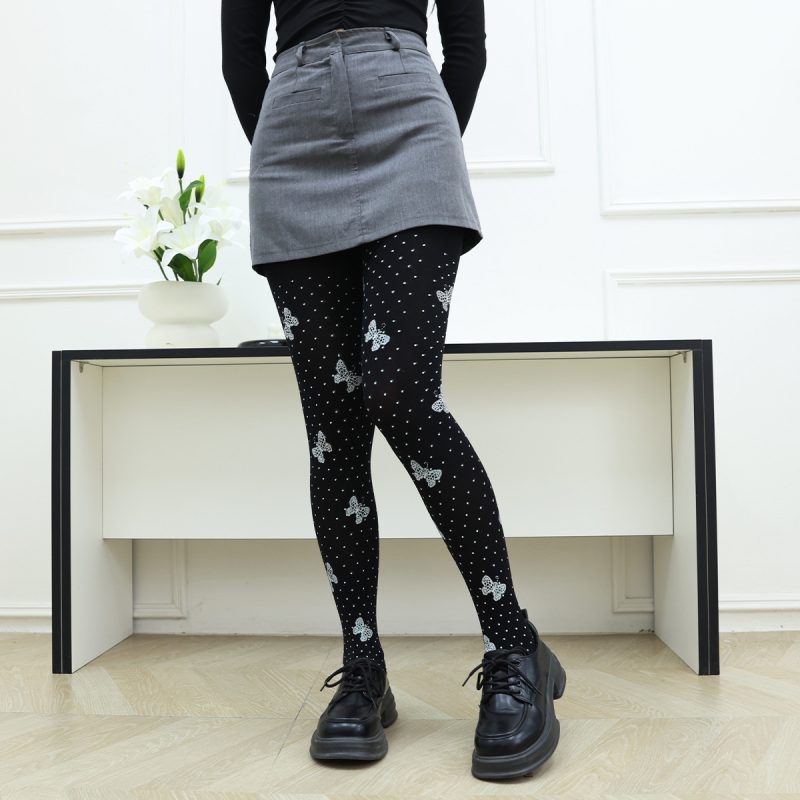 Printed stockings, fashionable black silk butterfly ins trendy socks - Image 3