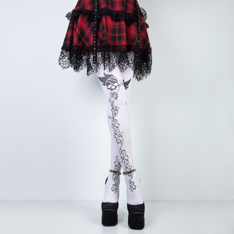 Printed skull black silk nylon Halloween party slimming socks pantyhose for women - Image 3
