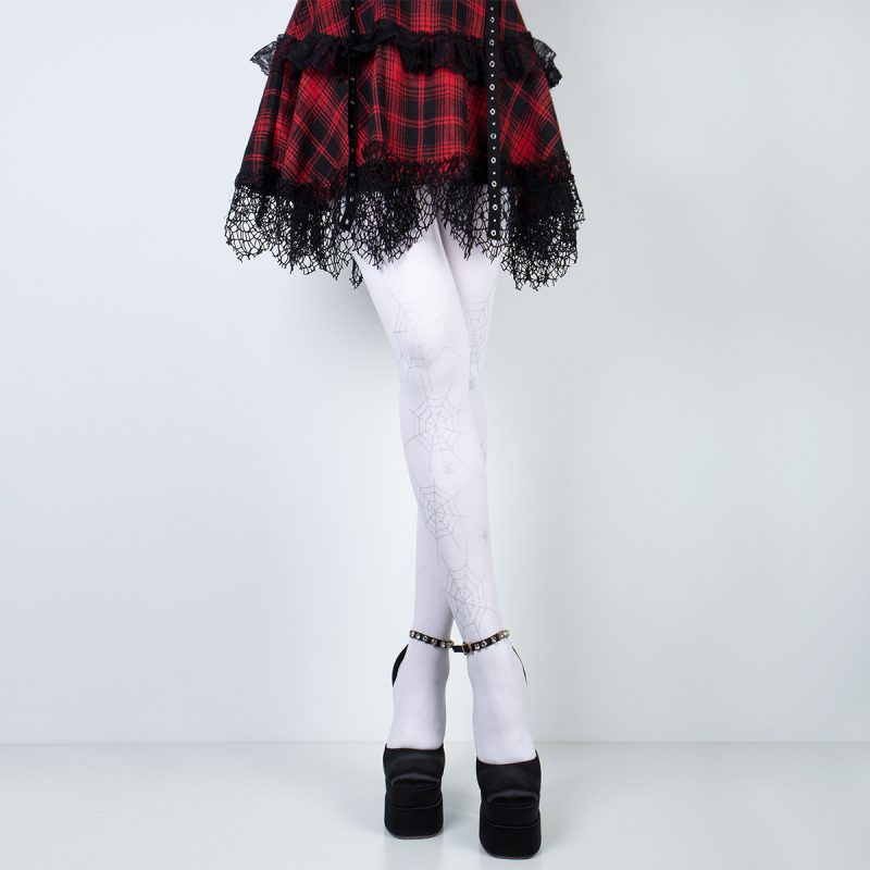 Autumn and winter printed white spider web silver Halloween party slimming pantyhose - Image 3