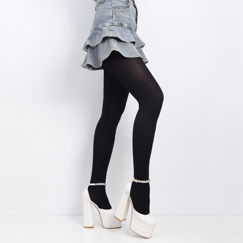 Star pure desire stockings autumn and winter fake transparent flesh leg leggings women flocked letter black romper stockings - Image 4