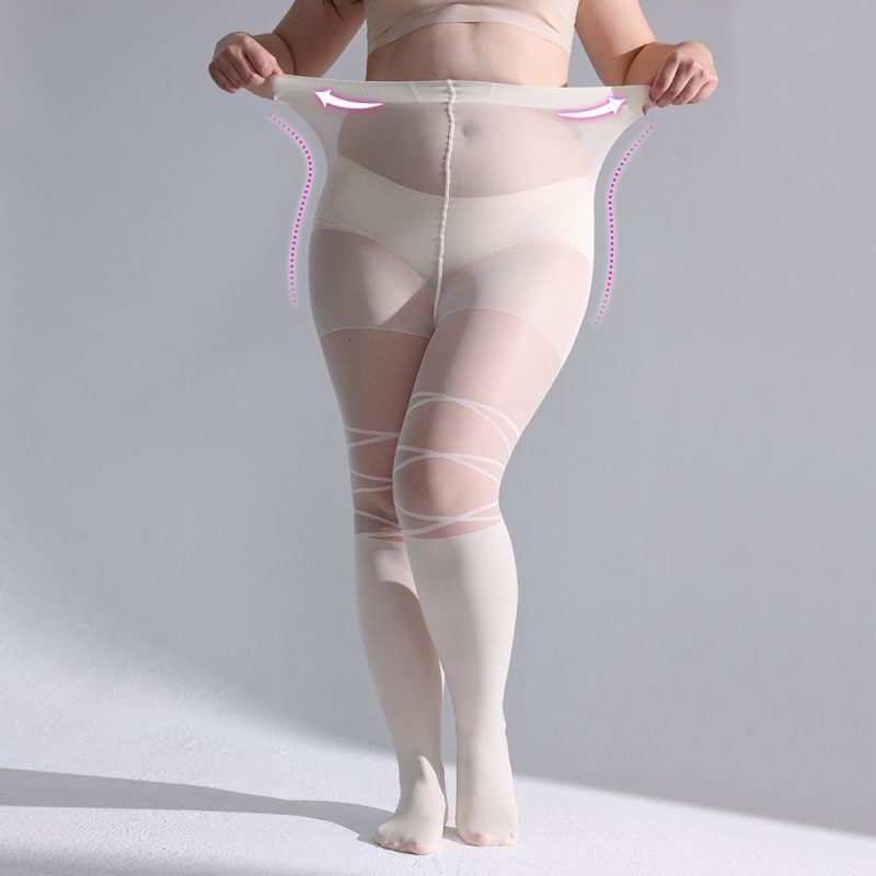 Stockings, fashionable women's sexy black cross-strap splicing striped fake high-top pantyhose bottoming socks - Image 4
