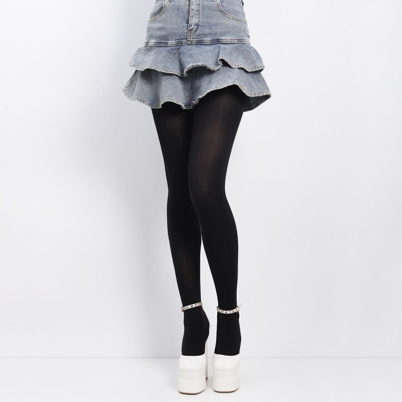 Fashion stockings flocked star letter black stockings sexy beautiful legs bottoming socks sexy no drop crotch romper long stockings - Image 5