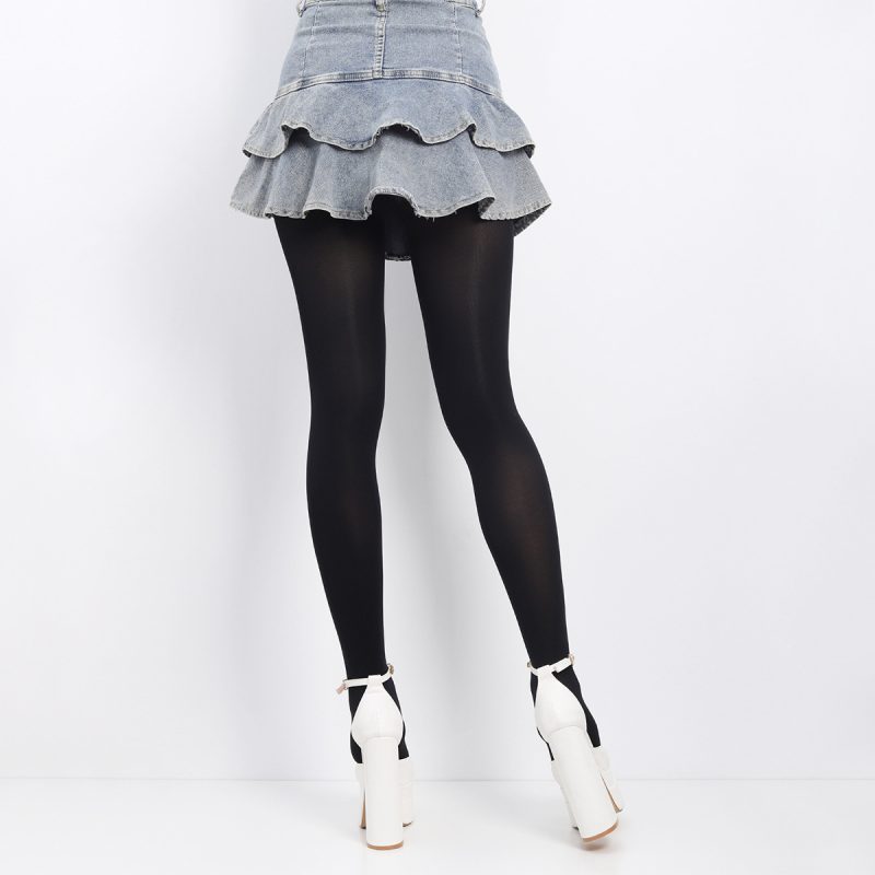 Star pure desire stockings autumn and winter fake transparent flesh leg leggings women flocked letter black romper stockings - Image 5