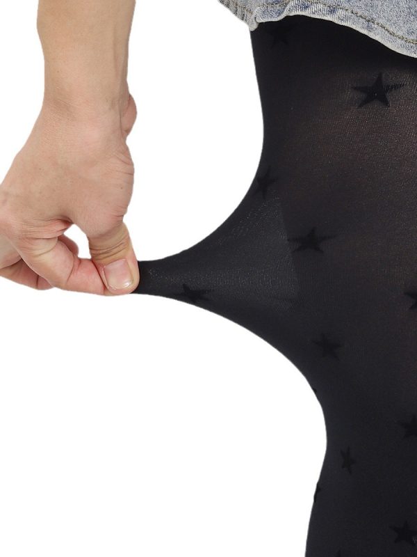 Printed stockings flocking pantyhose bottoming stars anti-snagging Japanese Lolita black slim sexy black stockings