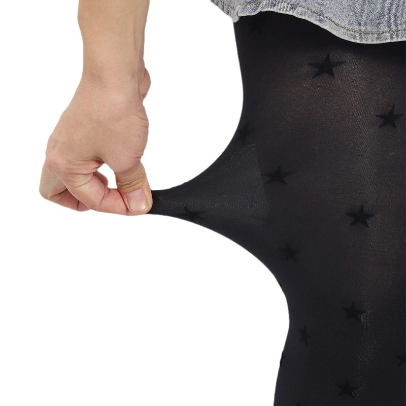 Printed stockings flocking pantyhose bottoming stars anti-snagging Japanese Lolita black slim sexy black stockings