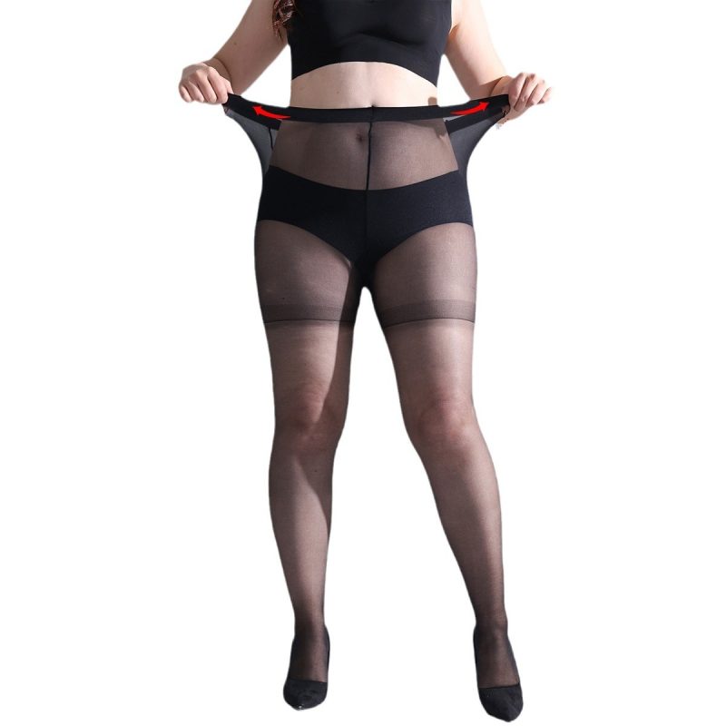 Large size stockings women fat mm summer ultra-thin anti-snagging pantyhose plus fat and large black bare leg artifact no drop crotch - Image 3